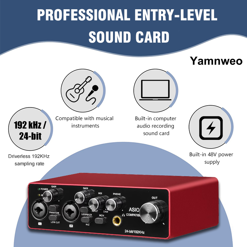 Audio Music Cutting - واجهة صوتية محمولة YAMNWEO MD22 بقناتين